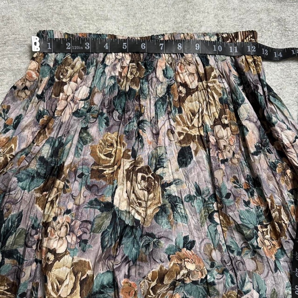 Vintage Sara Toga Sport 80s Floral Rayon Maxi Skirt Pastel Rose Boho Medium - Picture 7 of 8